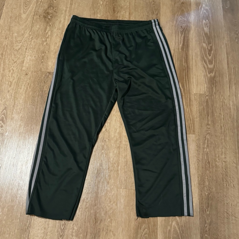 Men's Green Joggers with Gray Stripes
